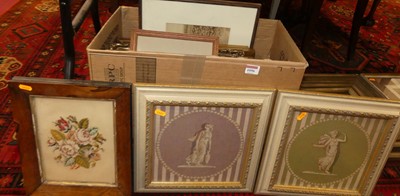 Lot 1096 - A box of assorted pictures, prints, frames,...