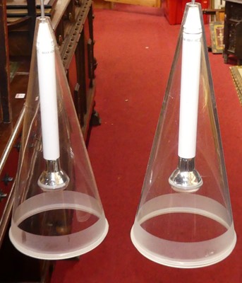 Lot 1111 - A set of three contemporary conical clear and...