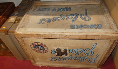 Lot 1113 - A pine bound storage box advertising Player's...