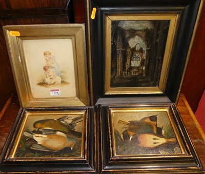 Lot 1139 - 19th century school - Pair; Bird studies, oil...