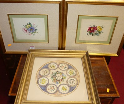 Lot 1154 - Circa 1900 school - Pair; Floral sprays,...