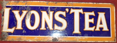 Lot 1161 - An enamel advertising sign for Lyons Tea, 30 x...