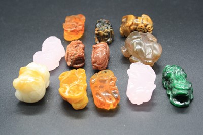 Lot 317 - Assorted hardstone carvings, to include rose...