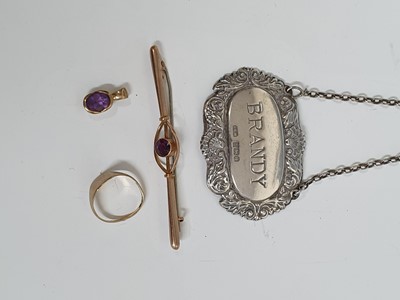 Lot 360 - A silver decanter collar annotated for Brandy;...