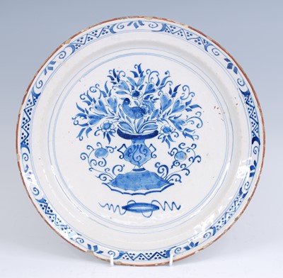 Lot 2169 - A Dutch blue and white charger, 18th century,...