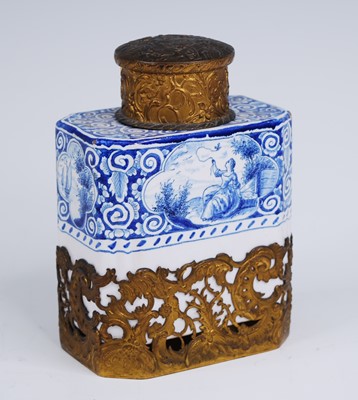 Lot 2156 - A Delft blue and white tea caddy, 19th century,...