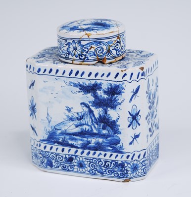 Lot 2157 - A Delft blue and white tea caddy, 19th century,...