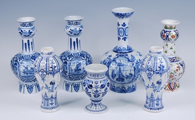 Lot 2210 - A pair of Royal Mosa blue and white vases,...