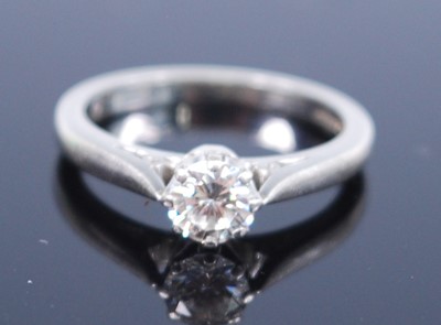 Lot 2361 - A platinum diamond solitaire ring, comprising...