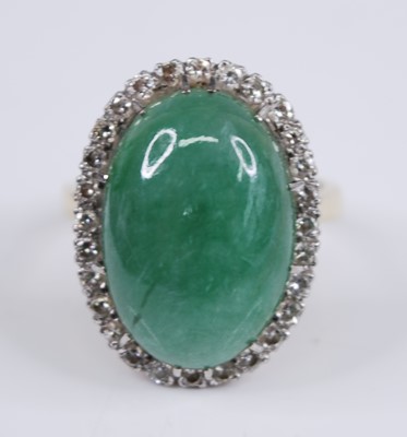 Lot 2323 - An 18ct yellow and white gold, jadeite and...