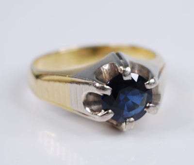 Lot 2359 - A yellow and white metal sapphire set heavy...