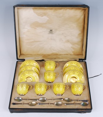 Lot 2234 - A set of six Royal Worcester yellow glazed...