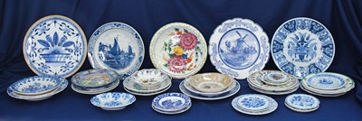 Lot 2200 - A collection of Delft polychrome and blue and...