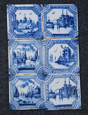 Lot 2123 - A set of six English and Dutch blue and white...