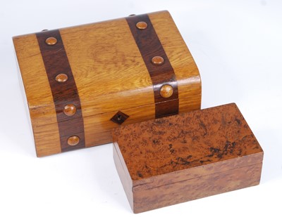 Lot 2453 - A Victorian oak and rosewood banded work box,...