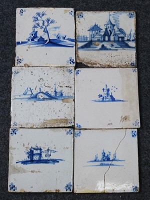 Lot 2190 - A matched set of six Dutch blue and white...