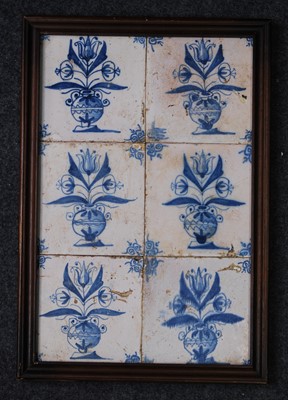 Lot 2195 - A set of six Dutch blue and white tiles,...