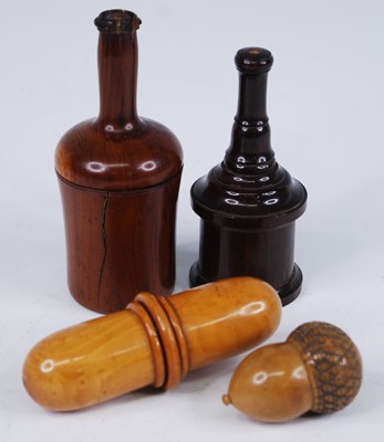 Lot 2465 - A 19th century turned yew-wood spice container...