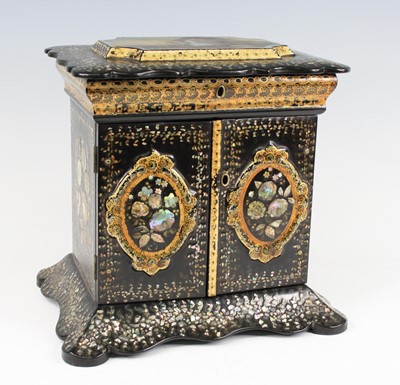 Lot 2500 - A Victorian papier-mache and mother of pearl...