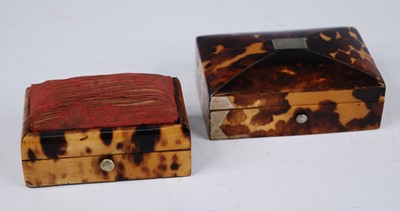 Lot 2466 - A Victorian blonde tortoiseshell stamp box,...