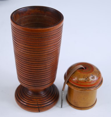 Lot 2467 - A 19th century treen cotton dispenser, in the...