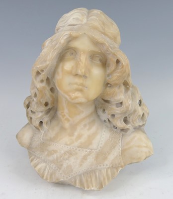 Lot 281 - An Italian Art Nouveau carved alabaster bust...