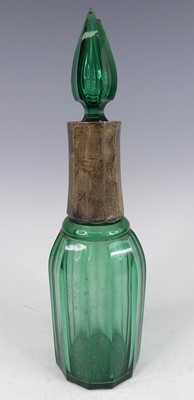 Lot 159 - An Art Deco jade coloured glass and silver...