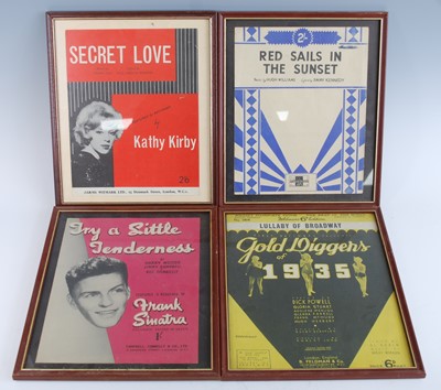 Lot 1068 - A collection of framed music scores mainly...