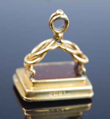 Lot 2310 - An 18ct yellow gold fob seal, having a...