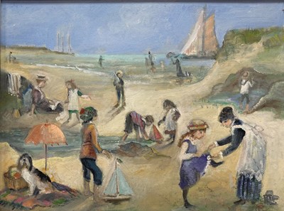 Lot 318 - Rose Cross (contemporary) - Beach scene with...