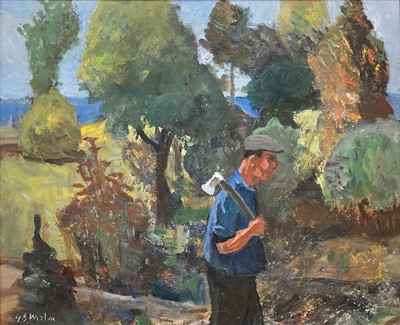 Lot 348 - Gunnar S. Malm (1909-1986) - Man with axe in...