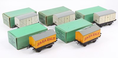 Lot 114 - Five Hornby No.50 wagons, all in green boxes...