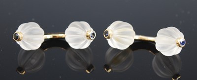 Lot 2351 - A pair of yellow metal curved bar cufflinks,...