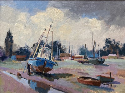 Lot 424 - Charles Smith (1913-2003) - Blue boat, palette...