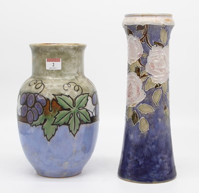Lot 2 - A Royal Doulton stoneware vase, tube line...