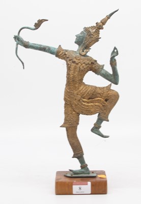 Lot 8 - A Thai verdigris metal figure of an archer,...