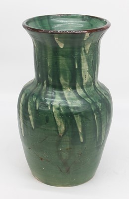 Lot 18 - A 20th century green drip glazed studio...