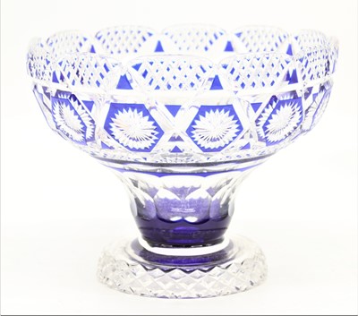 Lot 26 - A blue overlaid crystal bowl, having star and...