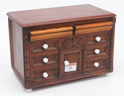 Lot 28 - A 20th century hardwood table top chest,...