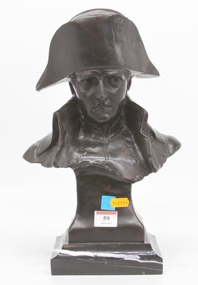 Lot 59 - A reproduction bronze bust of Napoleon on a...
