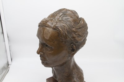 Lot 65 - A 20th century bronzed bust of a lady, mounted...