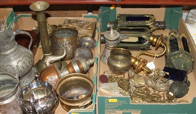 Lot 74 - A collection of eastern metal ware, together...
