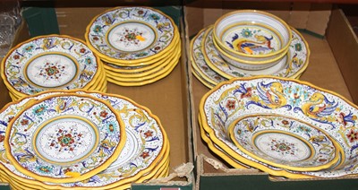 Lot 84 - An Italian polychrome decorated part dinner...