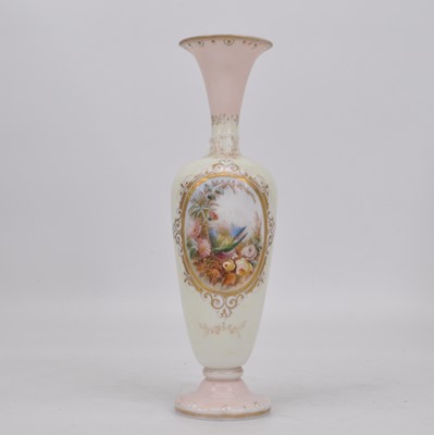 Lot 123 - A Victorian glass vase, enamel decorated with...