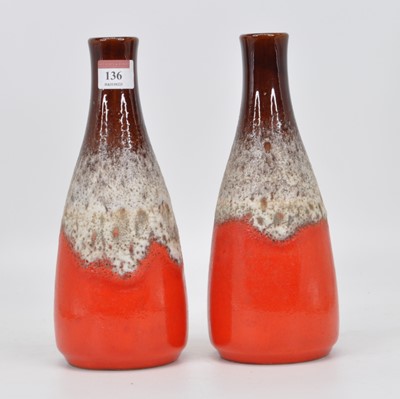 Lot 136 - A pair of 1970s West German pottery vases,...