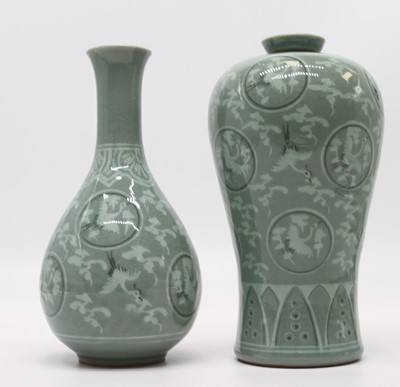 Lot 144 - A Korean green glazed meiping vase, height...