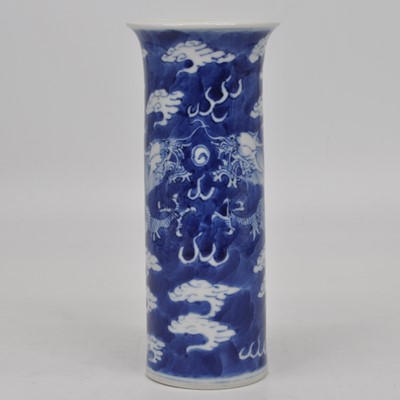 Lot 163 - A Chinese blue & white sleeve vase having...