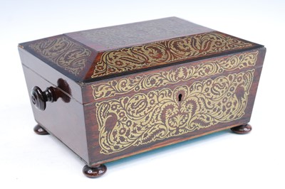 Lot 2496 - A circa 1830 rosewood and brass inlaid...