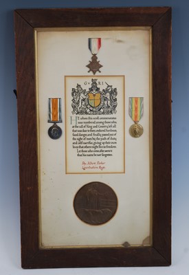 Lot 501 - A WW I Casualty group, to include bronze...
