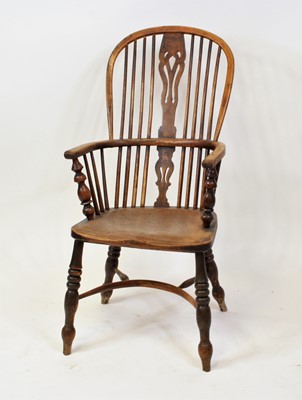 Lot 2664 - A Victorian elm seat ash & yew wood Windsor...